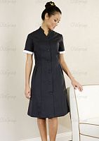 Платье на пуговицах с коротким рукавом с манжетом контастная отделка PLU08-1512