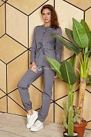 Туника женская с поясом супатная застежка брюки на резинке без карманов SPA27-1512